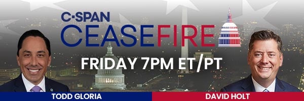 Ceasefire banner with Gloria and Holt